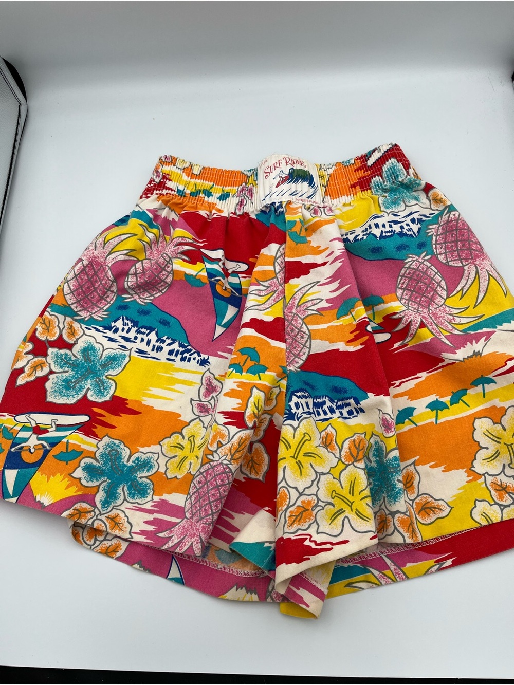 Vtg 80s High Waisted Women Shorts Surf Rider AOP California Splash Floral Beach